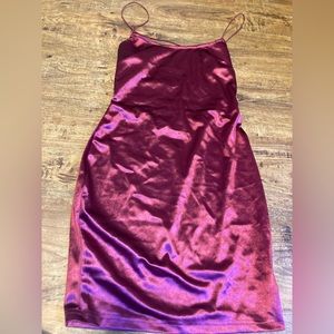 maroon open back dress